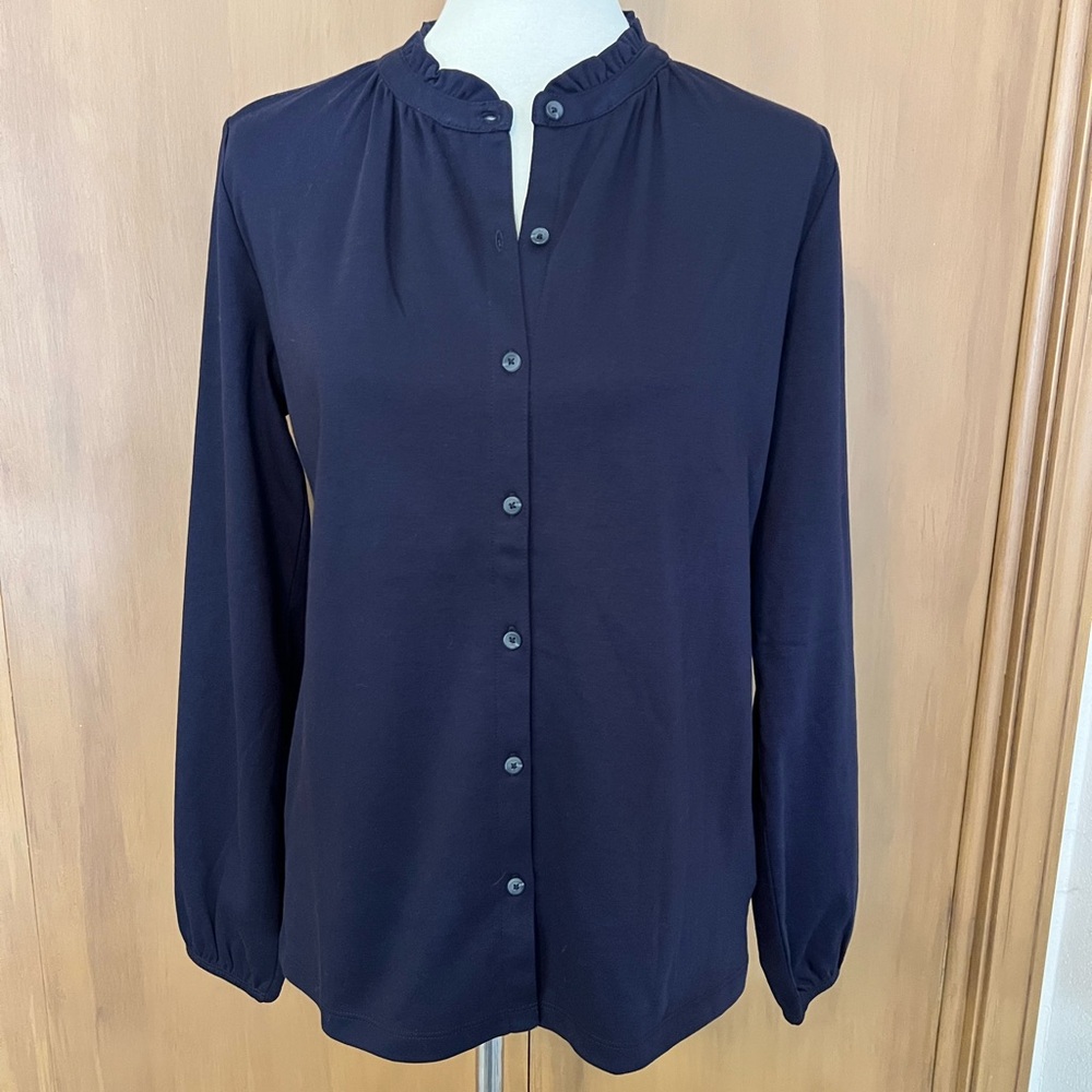 Lands’ End long sleeve navy blue knit top, small, NWOT, OEKO-TEX